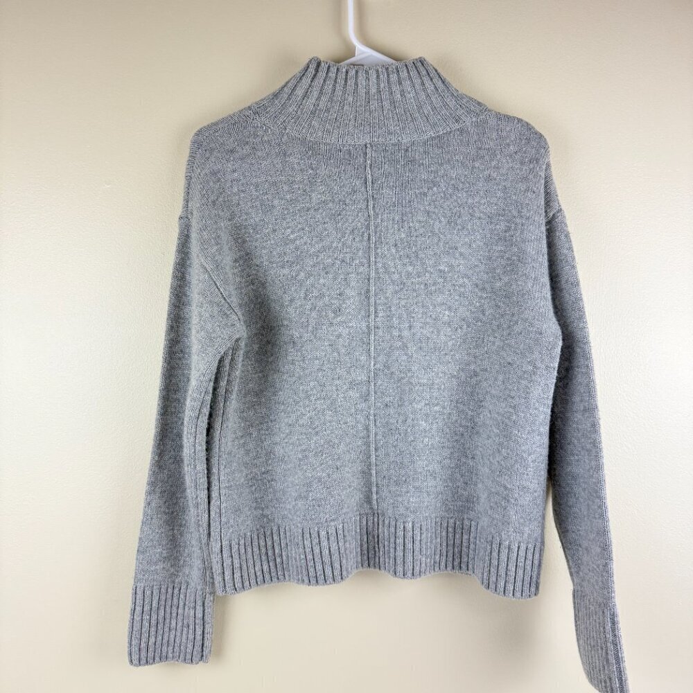 FRAME Cashmere-Wool Mock-Neck Sweater XS • Heather Gray • Patch Pockets - Picture 2 of 9